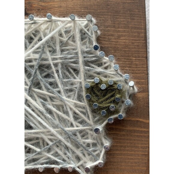 State of Iowa Shaped Nail and String Art Wood Wall Hanging Handmade Decor - Picture 3 of 6